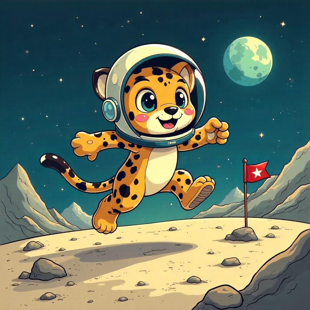 Leopard Moonwalker: A Cartoon Moon Adventure